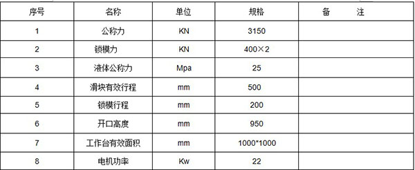液壓機參數(shù)